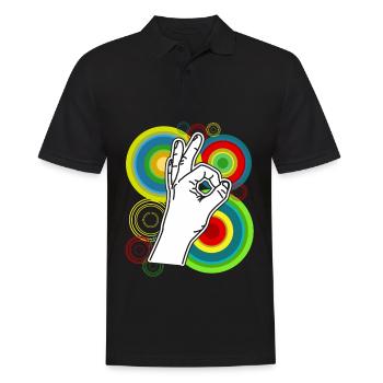 Regardé dans Rétro drôle Regardé dans - Polo Homme - noir - Devant - Kai (181cm)