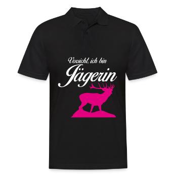 Jägerin Jagd Hirsche Revier Jäger - Männer Poloshirt - Schwarz - Vorne - Kai (181cm)