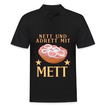 Mettigel Mettbrötchen Nett mir Mett - Männer Poloshirt - Schwarz - Vorne - Kai (181cm)