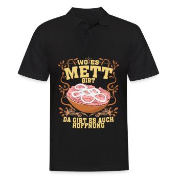 Mettbrötchen Mettfleisch Mett Mettigel - Männer Poloshirt - Schwarz - Vorne - Kai (181cm)