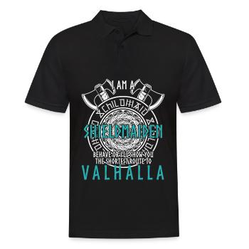 Schildmaid Viking Shield Valhalla - Männer Poloshirt - Schwarz - Vorne - Kai (181cm)