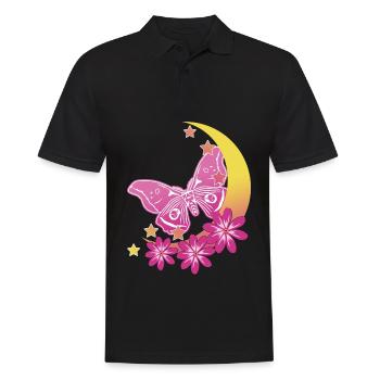 Moth Rose Moon Occult Moth Goth - Men's Polo Shirt - black - Front - Kai (181cm)
