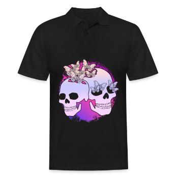 Moth Skull Motten Occult Motte Goth - Männer Poloshirt - Schwarz - Vorne - Kai (181cm)