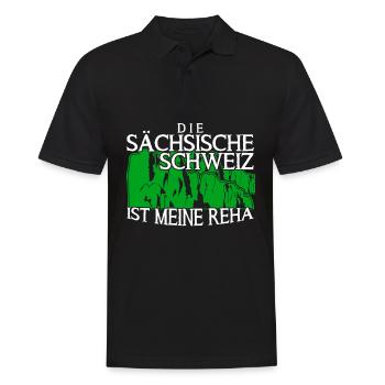 Sächsische Schweiz Urlaub Wandern - Männer Poloshirt - Schwarz - Vorne - Kai (181cm)
