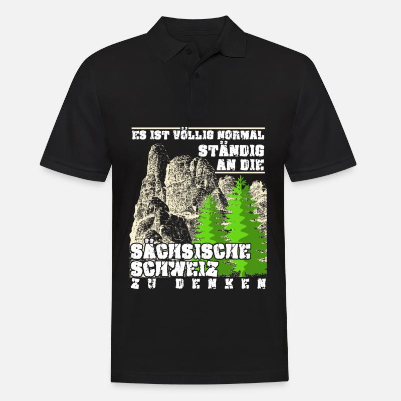 Elbsandsteingebirge Sächsische Schweiz - Männer Poloshirt - Schwarz