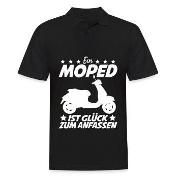 Mofa Mofafahrer Motoroller Mopet Moped - Männer Poloshirt - Schwarz - Vorne - Kai (181cm)