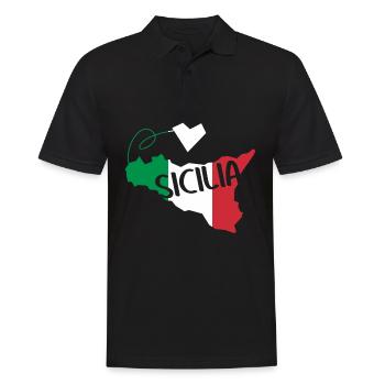 Sizilien Italien Flagge Herz Sicilia - Männer Poloshirt - Schwarz - Vorne - Kai (181cm)