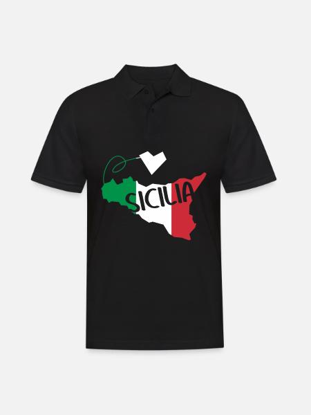Sicile Italie Drapeau Cœur Sicile - Polo Homme - noir