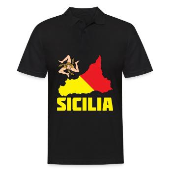 Sizilien Flagge Wappen Sicilia - Männer Poloshirt - Schwarz - Vorne - Kai (181cm)