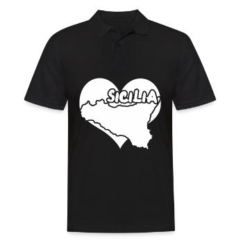 Sizilien Italien Herz Sicilia - Männer Poloshirt - Schwarz - Vorne - Kai (181cm)