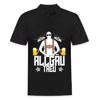 Allgäu Bier Lederhosn Allgäuer - Männer Poloshirt - Schwarz - Vorne - Kai (181cm)