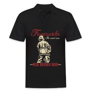Jugendfeuerwehr Wir rennen rein - Männer Poloshirt - Schwarz - Vorne - Kai (181cm)
