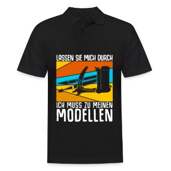 Modellbau Retro Modellbauer - Männer Poloshirt - Schwarz - Vorne - Kai (181cm)