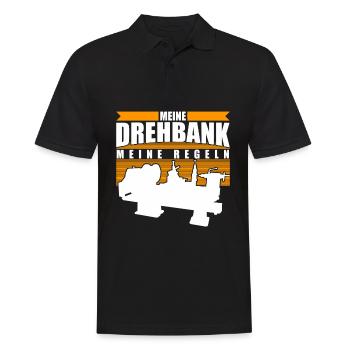 Zerspaner Dreher Zerspanungsmechaniker - Männer Poloshirt - Schwarz - Vorne - Kai (181cm)