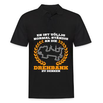 Zerspanungsmechaniker Dreher Zerspaner - Männer Poloshirt - Schwarz - Vorne - Kai (181cm)