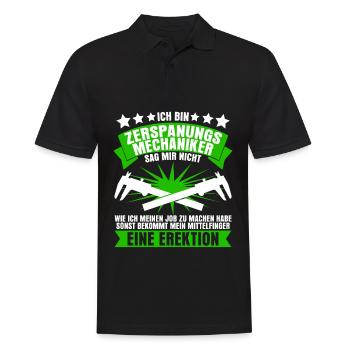 Zerspaner Witz Zerspanungsmechaniker - Männer Poloshirt - Schwarz - Vorne - Kai (181cm)
