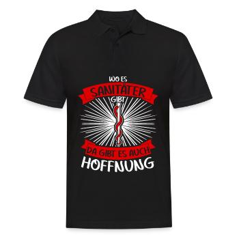 Notfallsanitäter Sani Krankenwagenfahrer - Männer Poloshirt - Schwarz - Vorne - Kai (181cm)