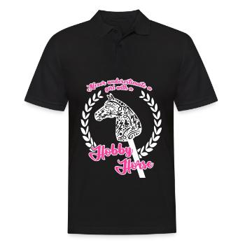 Hobby Horse Girl Équitation Hobbyhorse - Polo Homme - noir - Devant - Kai (181cm)