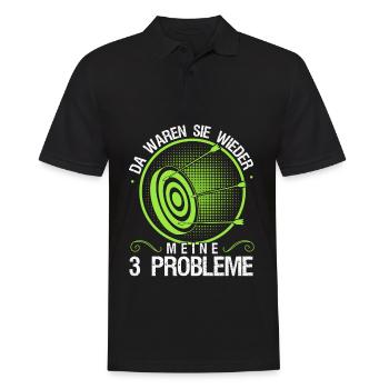 3D Bogensport Langbogen Bogenschießen - Männer Poloshirt - Schwarz - Vorne - Kai (181cm)