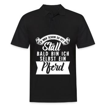 Pferdestall Reiten Stall Pferd - Männer Poloshirt - Schwarz - Vorne - Kai (181cm)