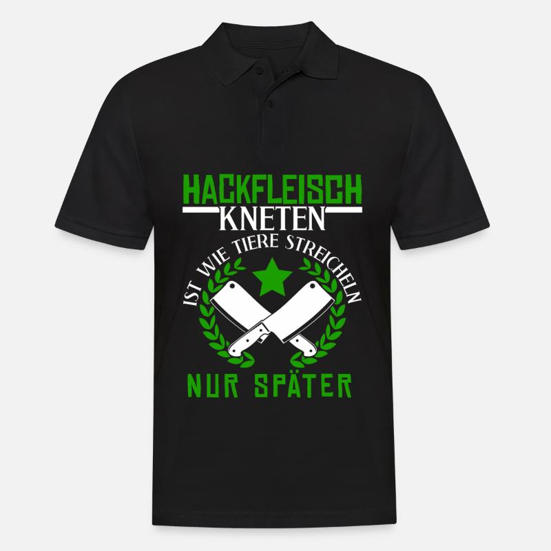 Metzger Fleischer Hackfleisch kneten - Männer Poloshirt - Schwarz