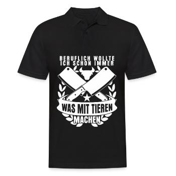 Metzger Schlachter Metzgerei Fleischer - Männer Poloshirt - Schwarz - Vorne - Kai (181cm)