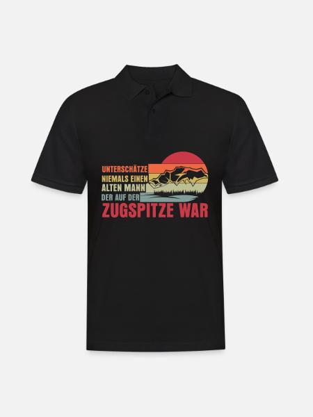 Zugspitze Retro Berg - Männer Poloshirt - Schwarz