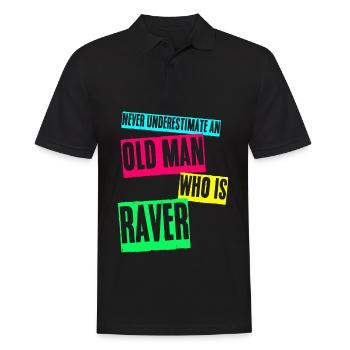 Raver Festival Old Man Techno Rave - Männer Poloshirt - Schwarz - Vorne - Kai (181cm)