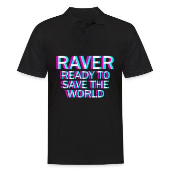 Raver Techno Rave Hardtekk - Männer Poloshirt - Schwarz - Vorne - Kai (181cm)
