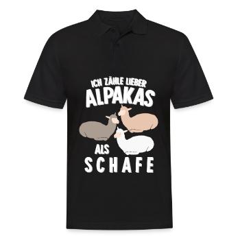 Alpaka Schlafshirt Bett Alpakas - Männer Poloshirt - Schwarz - Vorne - Kai (181cm)