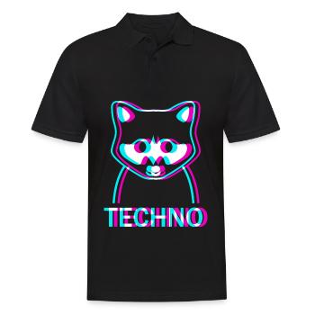 Raver Techno Waschbär Hardtekk Rave - Männer Poloshirt - Schwarz - Vorne - Kai (181cm)