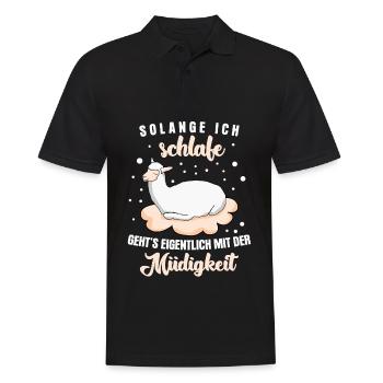 Alpakas Schlafshirt Alpaka - Männer Poloshirt - Schwarz - Vorne - Kai (181cm)