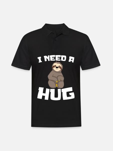 Sloth Free Hugs Underhugged Hug me - Männer Poloshirt - Schwarz