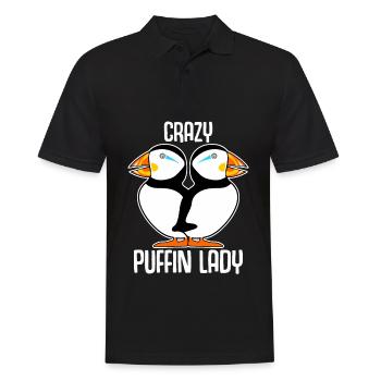 Crazy Puffin Lady Puffins - Männer Poloshirt - Schwarz - Vorne - Kai (181cm)