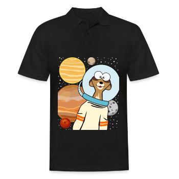 Erdmännchen Astronaut im Weltraum - Männer Poloshirt - Schwarz - Vorne - Kai (181cm)
