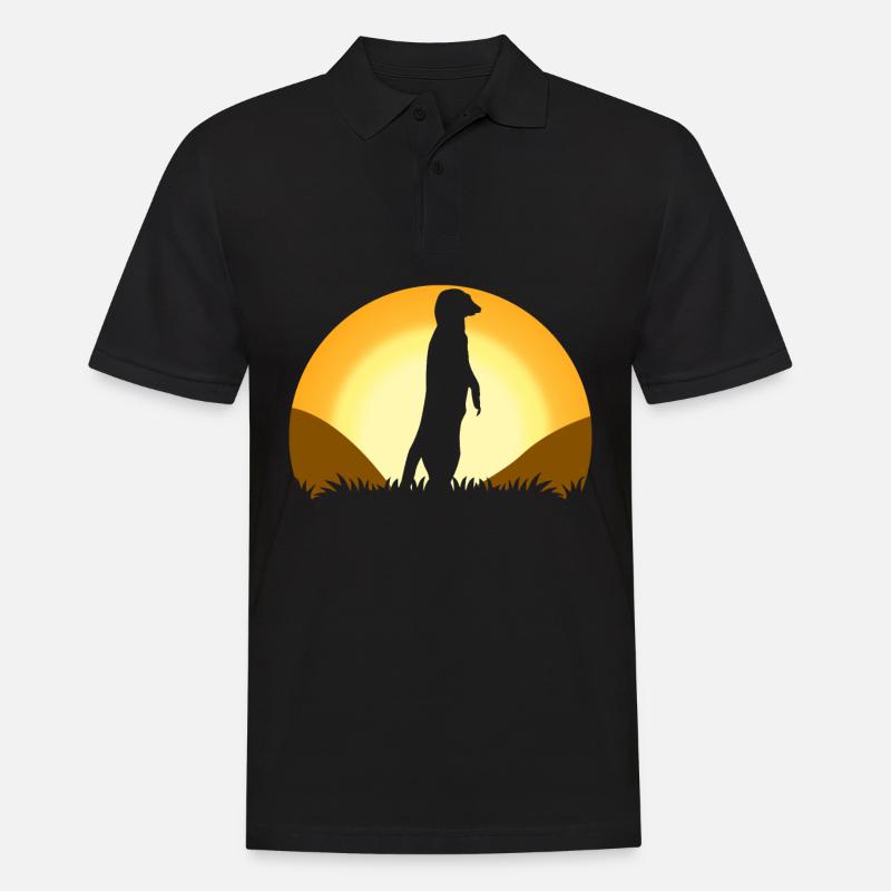 Erdmännchen Sonnenuntergang Meerkats - Männer Poloshirt - Schwarz