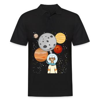 Erdmännchen Astronaut Weltraum Planeten - Männer Poloshirt - Schwarz - Vorne - Kai (181cm)
