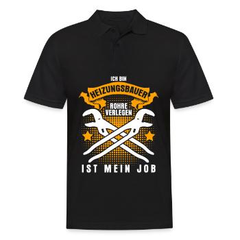 Heizungsbau Rohre verlegen Heizungsbauer - Männer Poloshirt - Schwarz - Vorne - Kai (181cm)