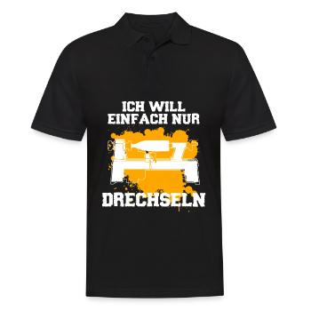 Drechsler Ich will Drechseln - Männer Poloshirt - Schwarz - Vorne - Kai (181cm)