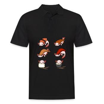 Sushi Liebhaber Geschenk Axolotl Japanisch Sushi - Männer Poloshirt - Schwarz - Vorne - Kai (181cm)
