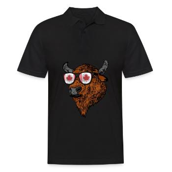 Büffel Geschenk Urlaub Kanada Flagge Kanada - Männer Poloshirt - Schwarz - Vorne - Kai (181cm)