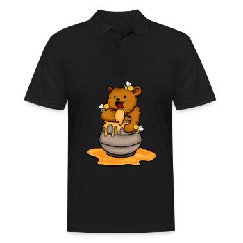 Bär Geschenk Kinder Honig Grizzly Bär - Männer Poloshirt - Schwarz - Vorne - Kai (181cm)