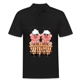 Weihnachten Schweine Geschenk Kind Winter Schwein - Männer Poloshirt - Schwarz - Vorne - Kai (181cm)