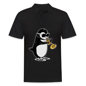 Penguin Trumpet Gift Kids Big Band Music - Men's Polo Shirt - black - Front - Kai (181cm)