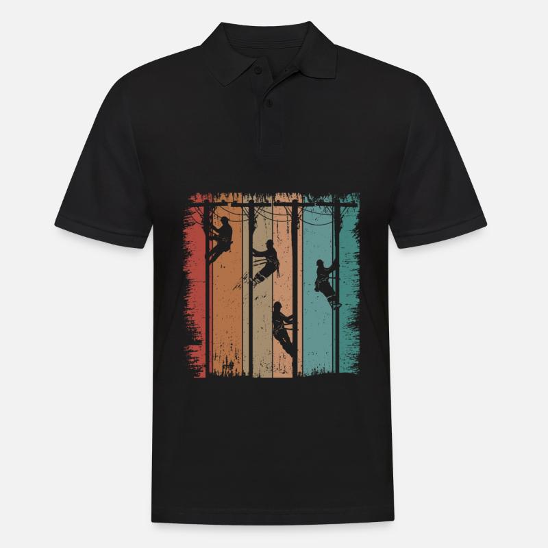 Retro Leitungsmonteur Geschenk Männer - Männer Poloshirt - Schwarz