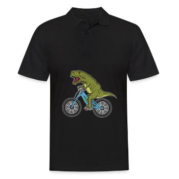 Lustiges Dinosaurier Geschenk Fahrrad Fahren - Männer Poloshirt - Schwarz - Vorne - Kai (181cm)
