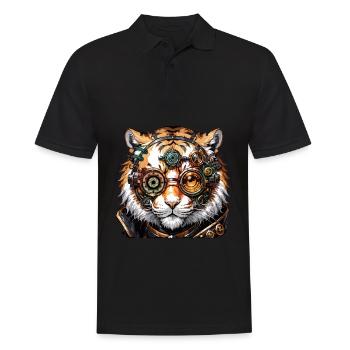 Steampunk Tiger Geschenk Kinder Tiger - Männer Poloshirt - Schwarz - Vorne - Kai (181cm)