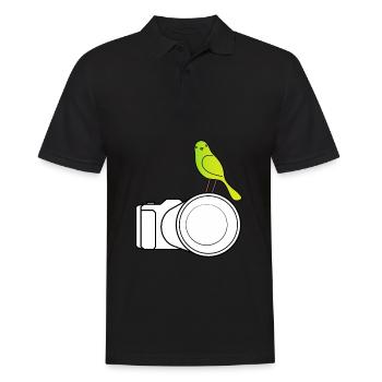 Photographe animalier - appareil photo avec oiseau - Polo Homme - noir - Devant - Kai (181cm)