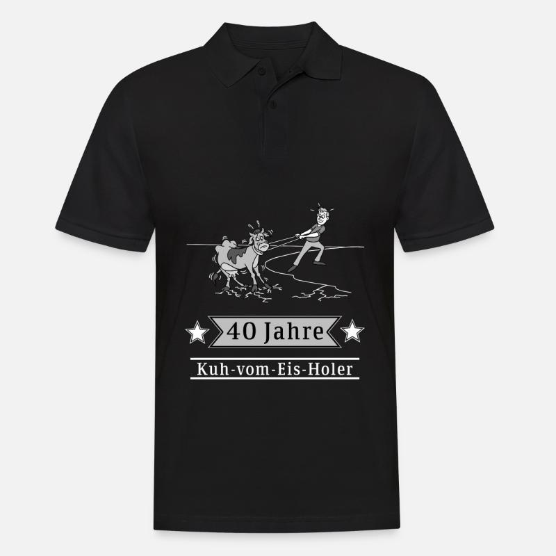 40 Jahre Kuh-vom-Eis-Holer - Männer Poloshirt - Schwarz