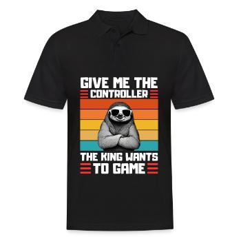 Lustiges Faultier Gaming Design Zocken - Männer Poloshirt - Schwarz - Vorne - Kai (181cm)
